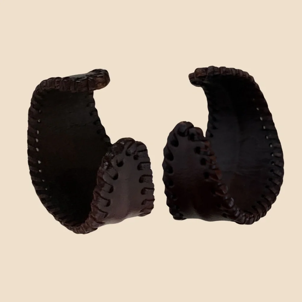 Leather Bangle with Turquoise & Tiger's Eye Flower - Picture 4 of 6